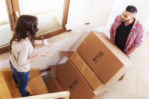 Professional removal truck in Putney loaded with packed boxes