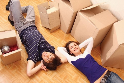 Preparing boxes and furniture for a Putney moving truck