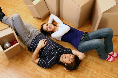 Removal van arriving for a move in a Putney street