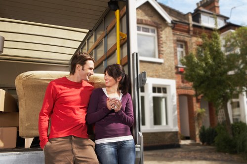 Moving truck and packed home contents for a Putney house move